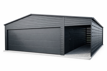 GARAŻ BLASZANY 8m x 6m z bramą segmentową | kolor antracyt. BL12