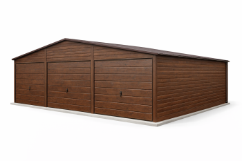 GARAŻ BLASZANY 9m x 6m drewnopodobny / orzech. BL04