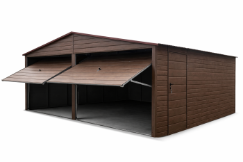 GARAŻ BLASZANY 6m x 5,8m dwuspadowy | ciemny orzech. BL17
