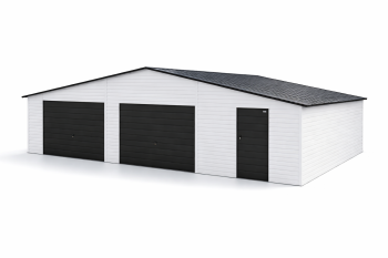 GARAŻ BLASZANY 12m x 6m z pomieszczeniem gospodarczym | biały. BL21